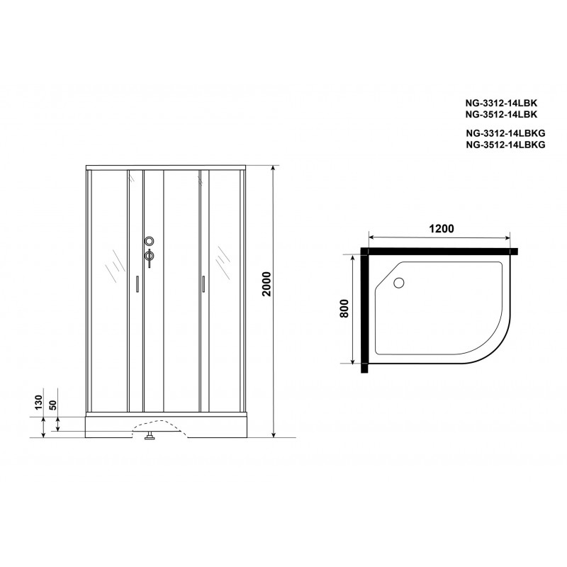 Душевая кабина Niagara NG-3512-14LBKG