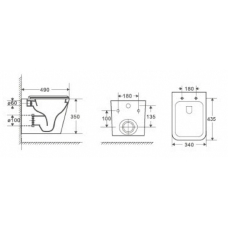 Унитаз подвесной безободковый WW GELBACH 041 MT-BL